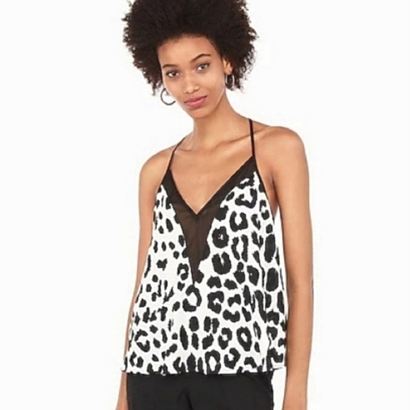 EXPRESS Cheetah Print/mesh Camisole In Black/white. Size XS - Picture 1 of 9